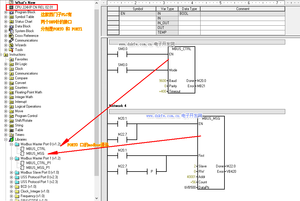 PORT0口的通信協議庫的調用