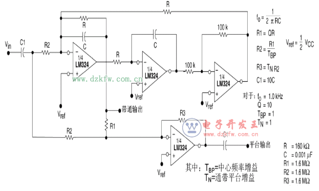 lm324雙四級濾波器電路圖